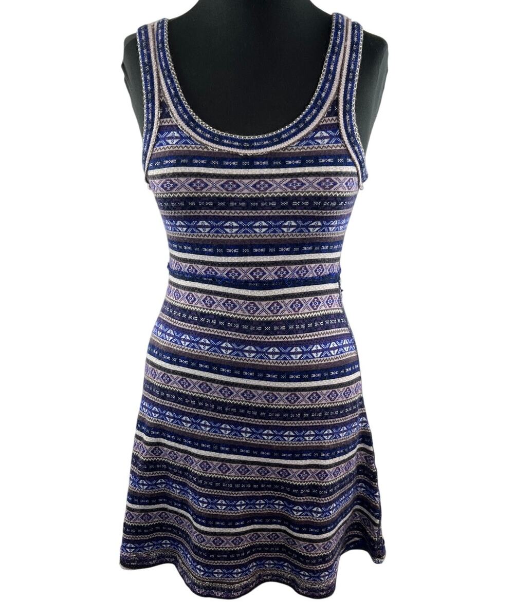 Y2K Vintage FREE PEOPLE Sleeveless Tank Top Purple Knit Dress Size S Small